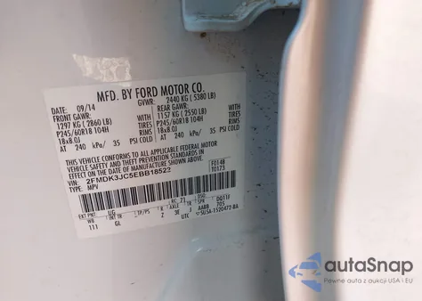 2014 Ford Edge Sel z USA, uszkodzony, nr VIN 2FMDK3JC5EBB18522